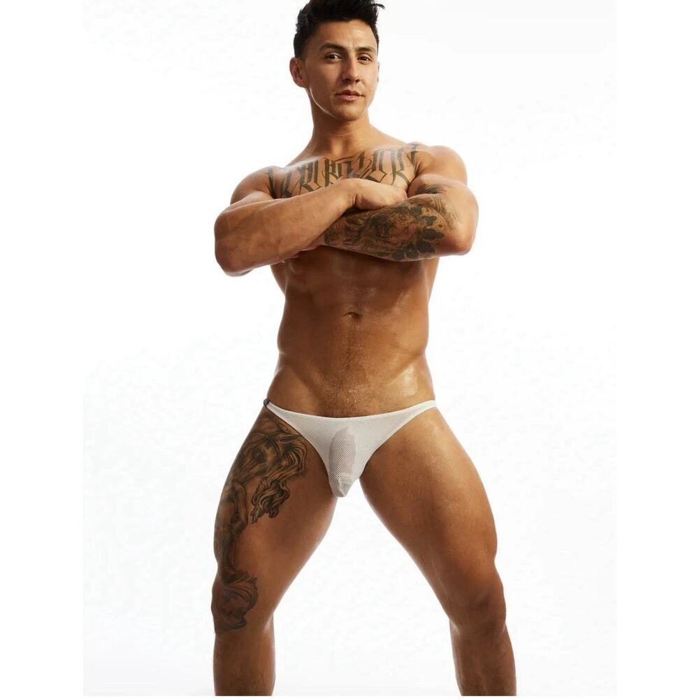 NEW N2N Bodywear Men Tikini X Micro Swim Bikini Mesh See Thru Color White Medium